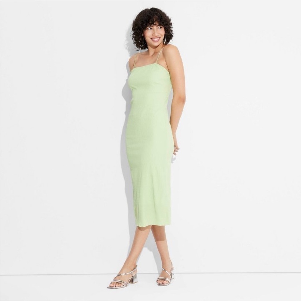 Women's Plisse Column Midi A-Line Dress - Wild Fable™ Sage Green XL new